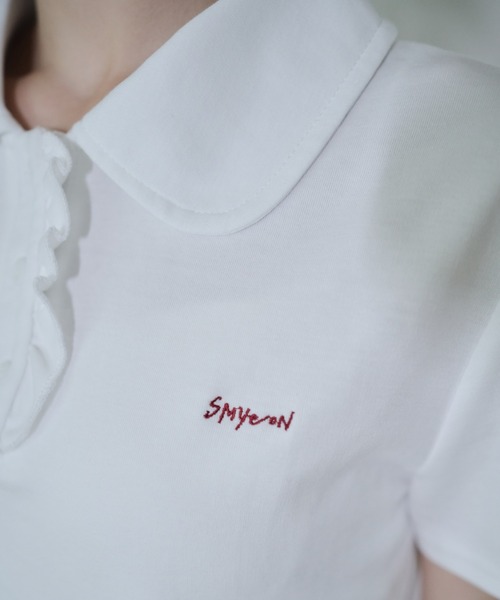 smyeon Frill polo shirt フリルポロTシャツ ホワイト Frill polo shirt/フリルポロTシャツ（Tシャツ/カットソー