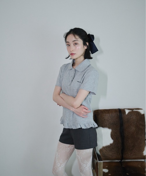 Smyeon tシャツ Frill polo shirt/フリルポロTシャツ レディース