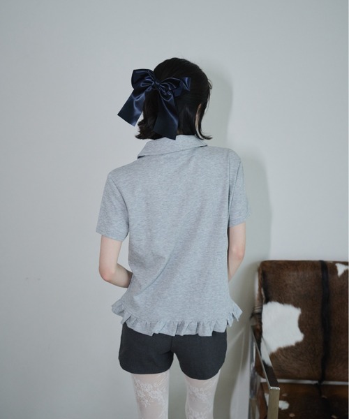 Smyeon tシャツ Frill polo shirt/フリルポロTシャツ レディース