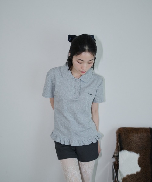 tシャツ SM FRILL TEE レディース Smyeon tシャツ Frill polo shirt/フリルポロTシャツ レディース