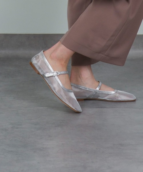 FABIO RUSCONI｜メッシュ ローヒール バックストラップ パンプス
