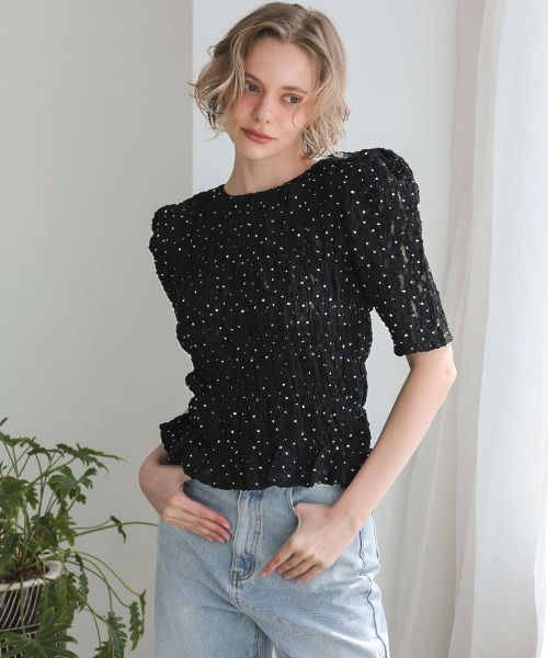 【新品未使用⭐︎完売品】Donobanパフショルダーレーストップス DONOBAN tシャツ パフショルダーレーストップス レディース