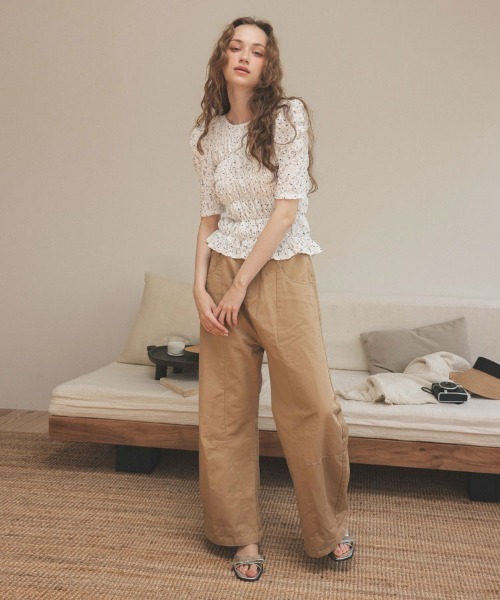 DONOBAN tシャツ パフショルダーレーストップス レディース