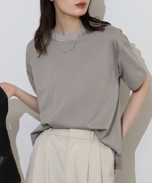 tシャツ BRODIAEA シアーネック半袖カットソー レディース