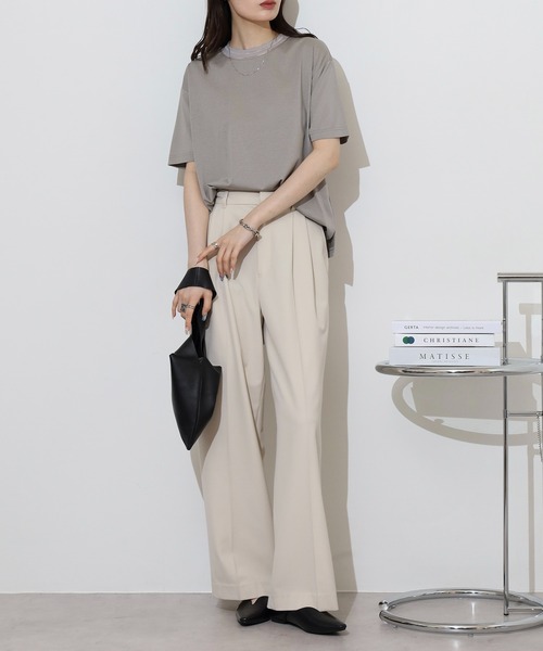tシャツ BRODIAEA シアーネック半袖カットソー レディース tシャツ BRODIAEA シアーネック半袖カットソー レディース
