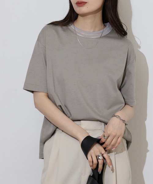 tシャツ BRODIAEA シアーネック半袖カットソー レディース tシャツ BRODIAEA シアーネック半袖カットソー レディース