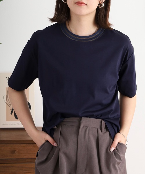 tシャツ BRODIAEA シアーネック半袖カットソー レディース tシャツ BRODIAEA シアーネック半袖カットソー レディース
