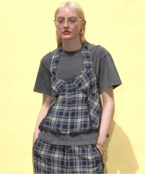 ブラウス シャツ Plaid Halter Peplum Sheer Tops/チェックホルターペプラムシアートップス「MAISON SPECIAL/ MAISON SPECIAL｜Plaid Halter Peplum Sheer Tops | Rakuten