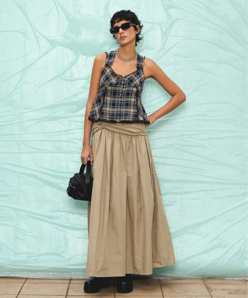 MAISON SPECIAL チェックホルターペプラムシアートップス MAISON SPECIAL(メゾンスペシャル)｜Plaid Halter Peplum Sheer