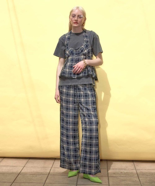 MAISON SPECIAL ブラウス シャツ Plaid Halter Peplum Sheer