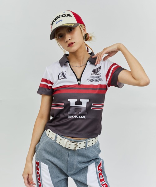 atmos girls HONDA x atmos pink Racing Polo Shirt / ホンダ アトモス