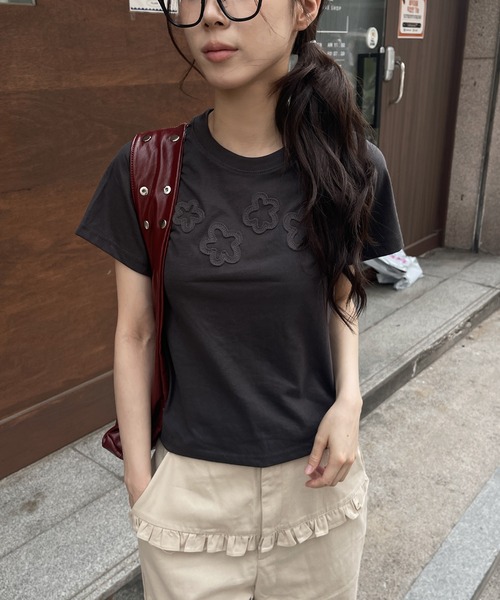 UNE MANSION tシャツ 「夏カラー展開」ダッフルフラワーワッペン