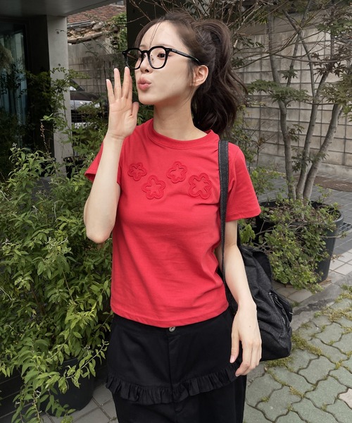 UNE MANSION tシャツ 「夏カラー展開」ダッフルフラワーワッペン