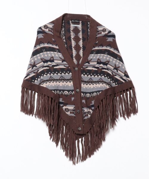 NANO universe（ナノ・ユニバース） ニットポンチョ 38 ブラウン