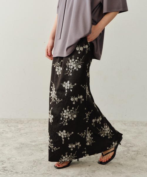 writtenafterwards flowers のロングスカート ロング スカート Flower embroidery skirt / フラワーエンブロイダリー