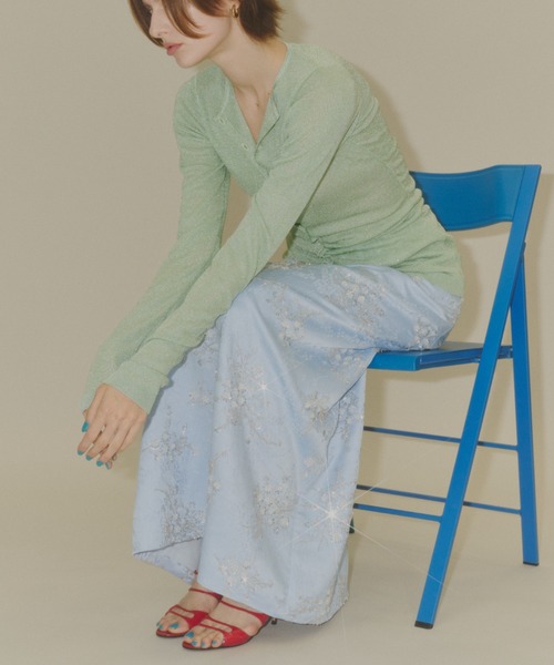 スカート Flower embroidery skirt / フラワーエンブロイダリースカートの画像