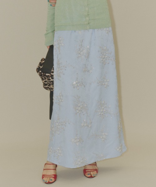 スカート Flower embroidery skirt / フラワーエンブロイダリースカートの画像
