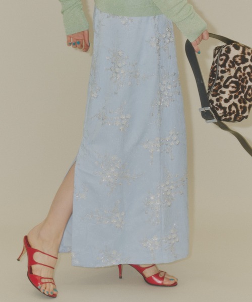 スカート Flower embroidery skirt / フラワーエンブロイダリースカートの画像