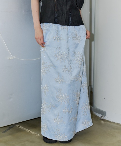 ロング スカート Flower embroidery skirt / フラワーエンブロイダリー
