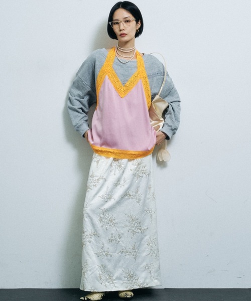 ロング スカート Flower embroidery skirt / フラワーエンブロイダリー