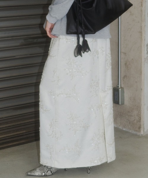 ロング スカート Flower embroidery skirt / フラワーエンブロイダリー