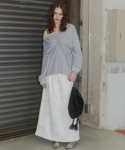 ロング スカート Flower embroidery skirt / フラワーエンブロイダリー