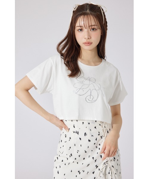 tシャツ 「AKB48 千葉恵里さん着用」ラインストーンロゴTシャツ 夏服 半袖 レディース | rienda | 07