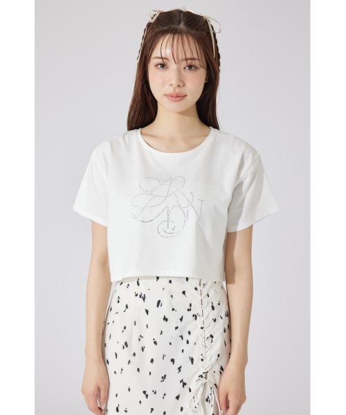 tシャツ 「AKB48 千葉恵里さん着用」ラインストーンロゴTシャツ 夏服 半袖 レディース | rienda | 11