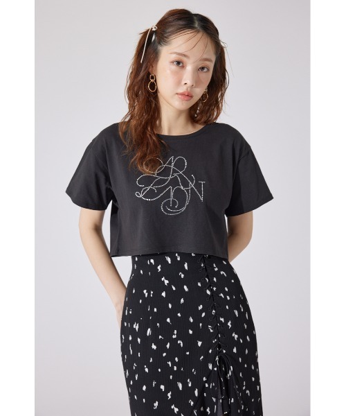 tシャツ 「AKB48 千葉恵里さん着用」ラインストーンロゴTシャツ 夏服 半袖 レディース | rienda | 14