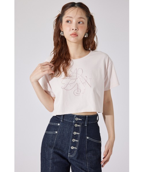 tシャツ 「AKB48 千葉恵里さん着用」ラインストーンロゴTシャツ 夏服 半袖 レディース | rienda | 21