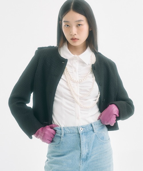 FEKETE（フェケテ） ジャケット ノーカラージャケット cropped tweed