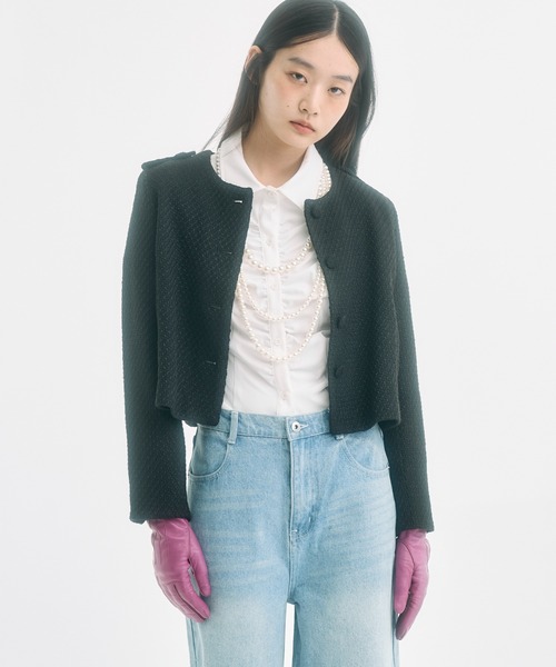 FEKETE(フェケテ) ジャケット ノーカラージャケット cropped tweed FEKETE(フェケテ) ジャケット ノーカラージャケット cropped tweed