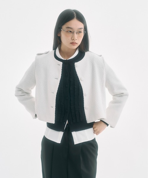 FEKETE（フェケテ） ジャケット ノーカラージャケット cropped tweed