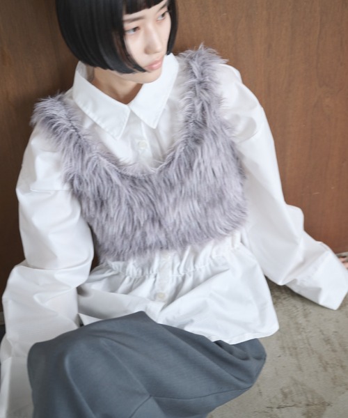 AIC. ブラウス シャツ シャーリングデザインブロードシャツ レディース