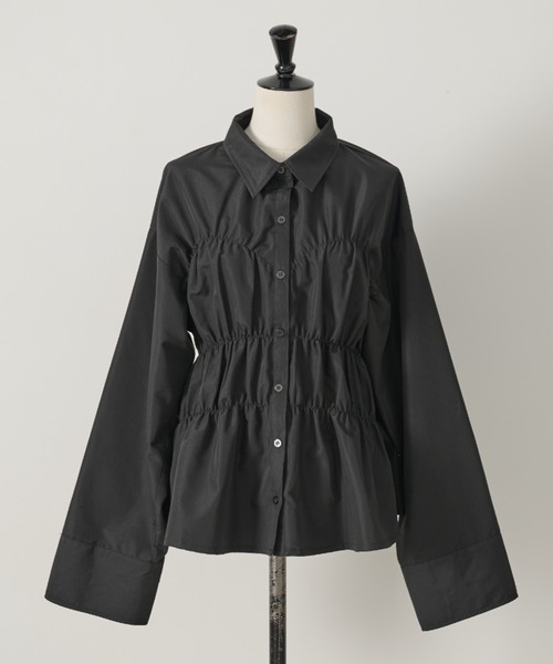 AIC. ブラウス シャツ シャーリングデザインブロードシャツ レディース