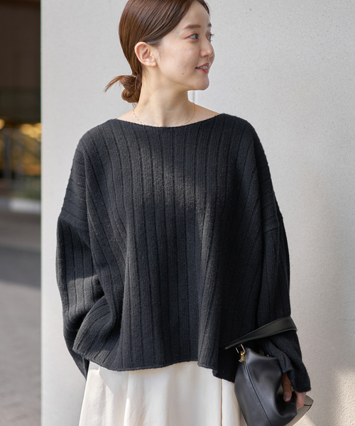 【新品未使用タグ付き】IENA ワイドリブボートプルオーバー IENA（イエナ） ニット セーター ワイドリブボートプルオーバー