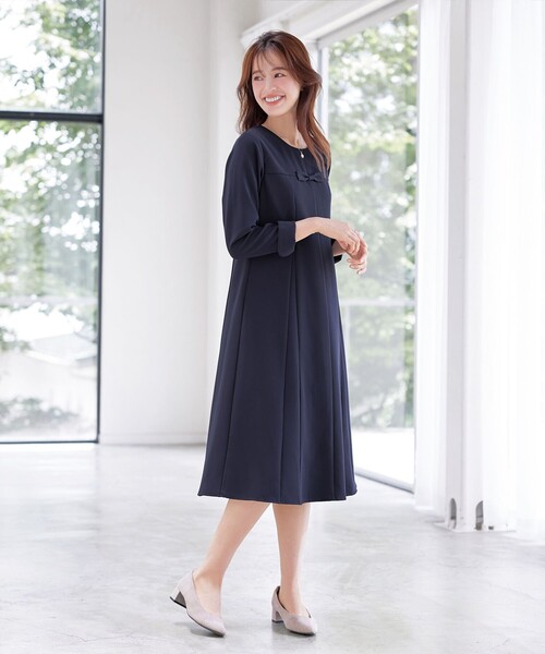 ワンピース 「安田美沙子さん着用」フレアAラインリボンワンピースの画像