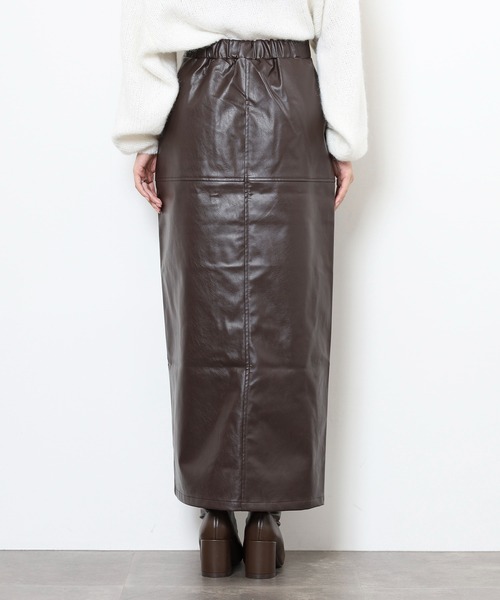 スカート フェイクレザー切替スリットロングスカート | FUNALIVE | 19
