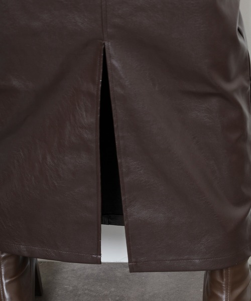 スカート フェイクレザー切替スリットロングスカート | FUNALIVE | 21