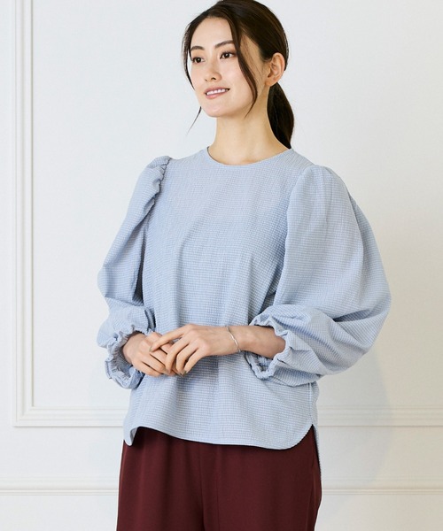 美品 ENFOLD 22AW レイヤーライク プルオーバー M白 立体ギャザー Le