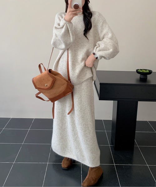 MACHATT カーディガン・スカートセット カーディガン セットアップ 2Wayニットトップス＆ロングスカート