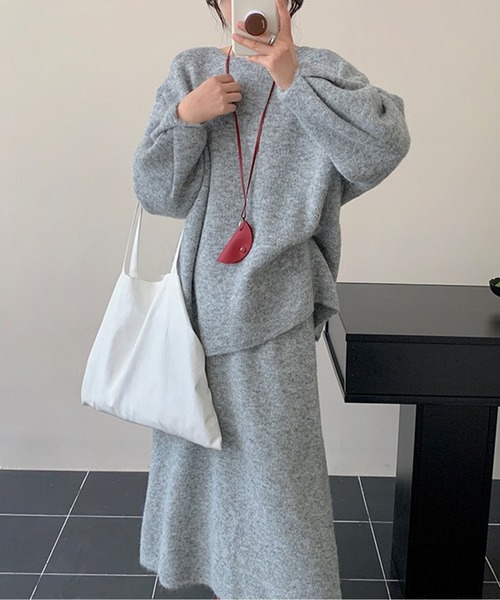 MACHATT カーディガン・スカートセット カーディガン セットアップ 2Wayニットトップス＆ロングスカート