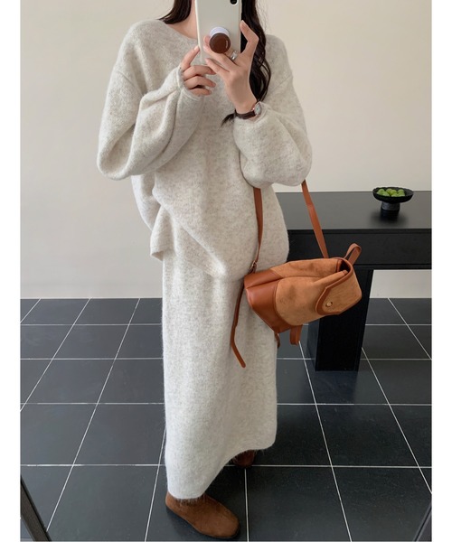 カーディガン セットアップ 2Wayニットトップス＆ロングスカート