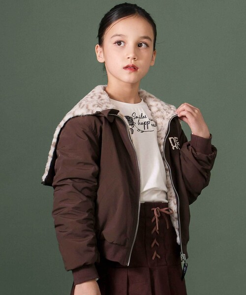 【150cm】  リバーシブル ジャケット nexchic（ネクシック） ブルゾン アウター リバーシブルタフタxファー