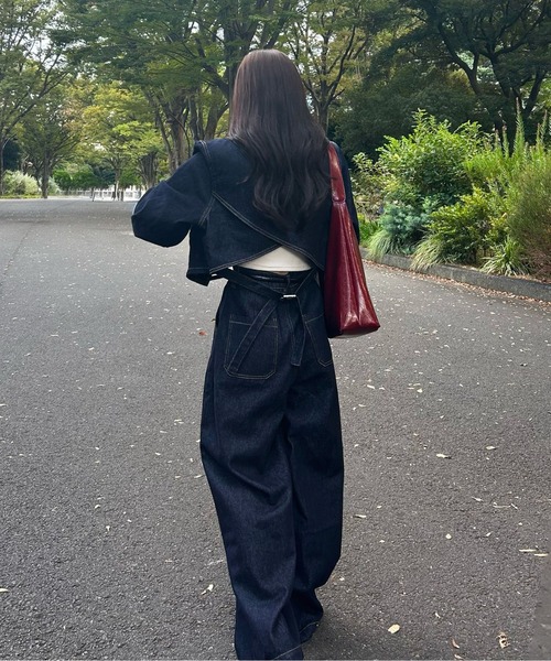 セットアップ 「SETUP」バックデザイン タックワイドデニムセットアップ レディース | unnu