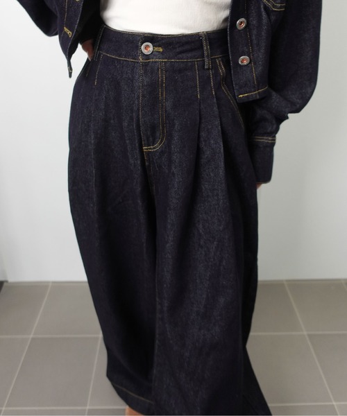 セットアップ 「SETUP」バックデザイン タックワイドデニムセットアップ レディース | unnu | 21