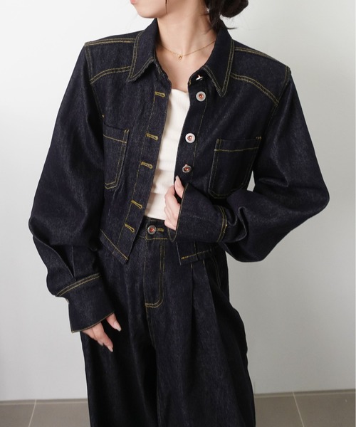 セットアップ 「SETUP」バックデザイン タックワイドデニムセットアップ レディース | unnu | 14