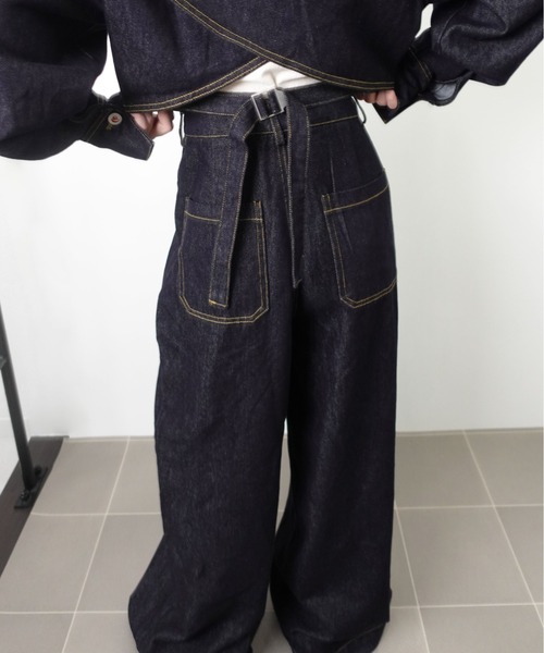 セットアップ 「SETUP」バックデザイン タックワイドデニムセットアップ レディース | unnu | 17