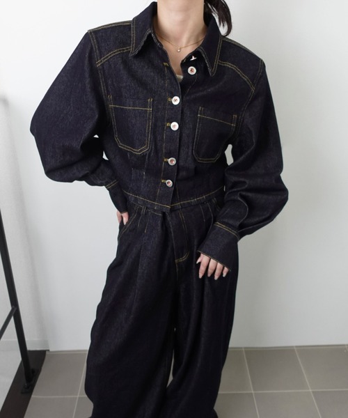 セットアップ 「SETUP」バックデザイン タックワイドデニムセットアップ レディース | unnu | 20