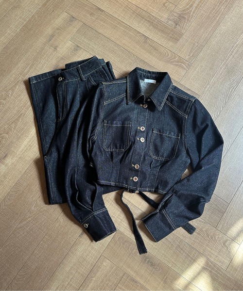 セットアップ 「SETUP」バックデザイン タックワイドデニムセットアップ レディース | unnu | 02